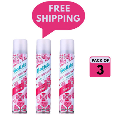 Batiste Dry Shampoo Blush 200ml Pack of 3 Floral Scent Instant Refresh Hair