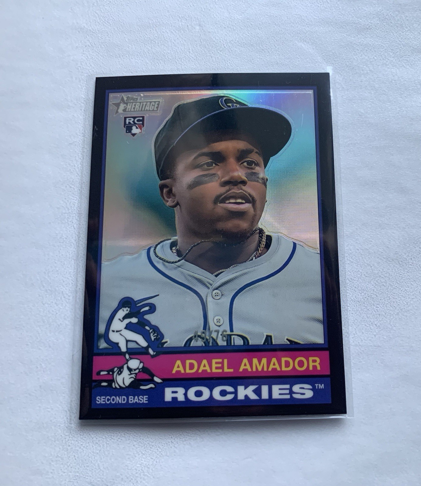 Adael Amador 2025 Topps Heritage - #61 Chrome (RC) Black Border /76