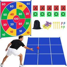 2-In-1 Giant Tic Tac Toe Game Bean Bag Toss Games, 4.5FT Double-Sided Large Tic