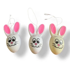 Vintage 3 Rabbit Fill And Hang Blow Mold Sun Hill Bunny Plastic Easter Eggs