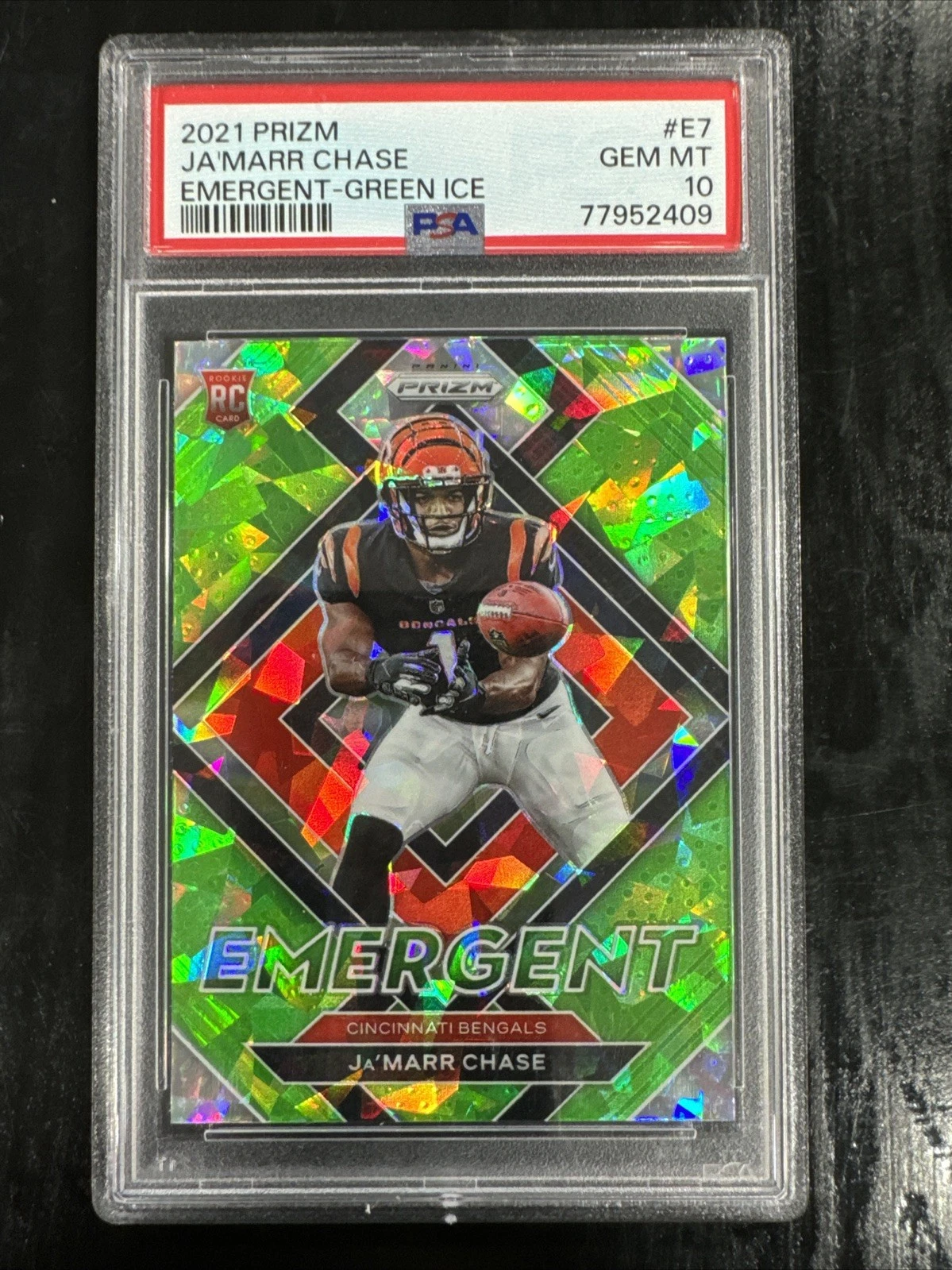 JaMarr Chase Panini Prizm Emergent #E7 Green Ice