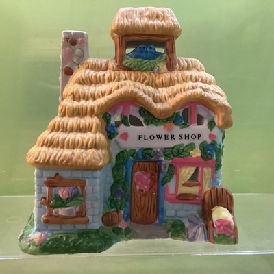 Easter Village Decor Easter Bunny Miniature Flower Shop 4.5 Long Porcelain House