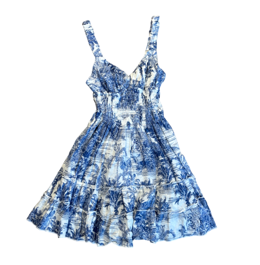 knee length dresses for ladies Positano Volant Linen Long Dress main image 1