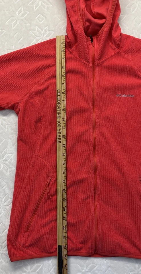 Columbia Lightweight Hoodie Womens L Red Soft Terry Cloth Full Zip Up Pockets - Image 4 of 4