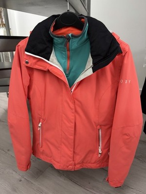 ROXY 34 XS WOMENS SNOW JACKET 10K DAMEN SKI SNOWBOARD JACKE SCHWARZ WEIß 200 TOP