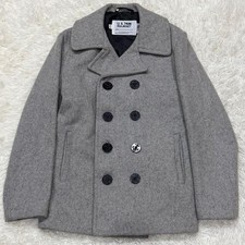 Auth Schott Men's Pea Coat U.S. 740N Logo Size 36 Gray Wool Button Vintage