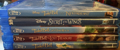 Disney's Tinkerbell 5-DVD/Blu-ray lot Lost Treasure Secret Wings Neverbeast