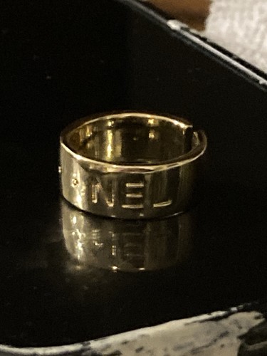 Chanel Vintage Fashion Ring Stamped Adjustable Goldtone Wide Band - Picture 2 of 8