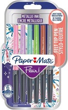 PaperMate Flair Felt Tip Pens Set Medium Point Tip Nib Coloured Pack x6 Pack