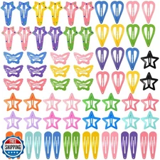 obeoby 82 Pcs 5 Styles Colorful Hair Clips for Girls, Metal Snap Girls Clips 