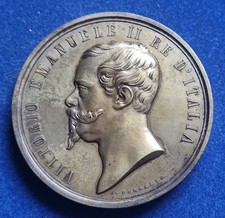 ITALIA UNITA REGNO VITTORIO EMANUELE II° MEDAGLIA ESPOSIZIONE 1861 FIRENZE N.535