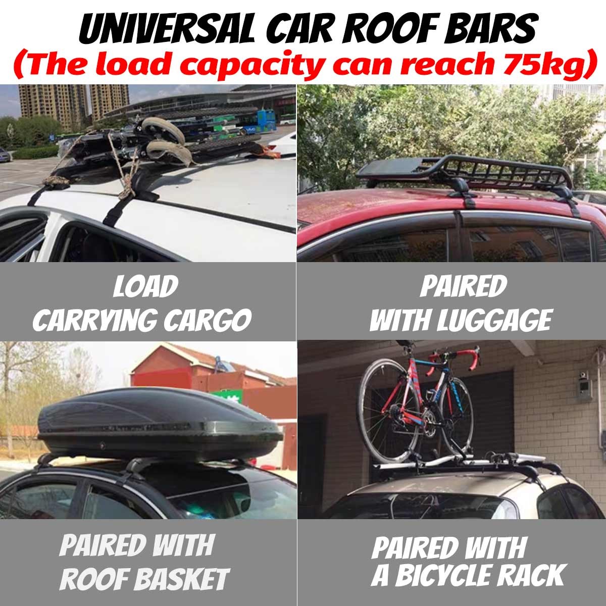 Top Roof Rack Cross Bar Luggage Carrier Black For Dodge Grand Caravan 2008-2020