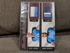 2011 DONRUSS THREADS JAKE LOCKER JAMIE HARPER DUAL ROOKIE PATCH #/50 TITANS SP