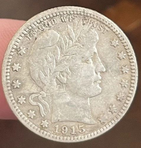 KEY DATE! 1915 Barber Silver Quarter ~ RARE ESTATE FIND ~ 90% Silver