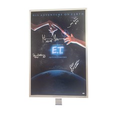 E.T. The Extra Terrestrial Cast Autographed 27x41 Movie Poster Exact Proof ACOA