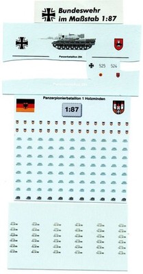 Konvolut H0 TL-Decals D379 Bundeswehr Verbandsabzeichen Waffengattung etc. gebr.