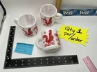 Hazel Atlas Red Rooster Milk Glass Chicken Mug Coffee Cup Vintage 50s Qty 1