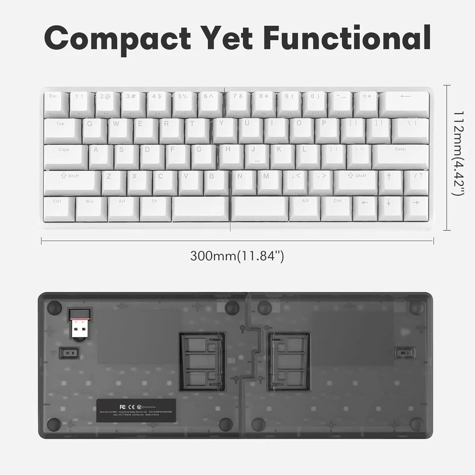 Lite: Wireless Ergonomic Split Mechanical Keyboard Hot Swappable, Compact 60%... - Image 4 of 4