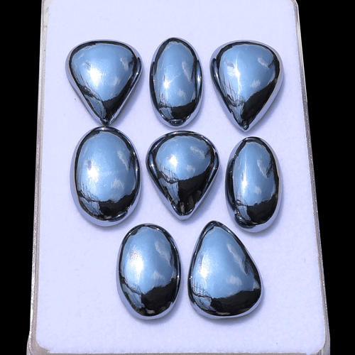 Brillo Jet-Metal ~ 8 Piezas Natural Elite Noble Shungite 18mm-21mm Cabujón Gemas - Imagen 5 de 11