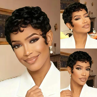 Short Curly Pixie Cut Wig for Black Women Brazilian Human Hair