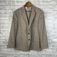 Brooks Brothers Regent Fit Glen Plaid Sport Coat Blazer Tan Blue 46R Mens