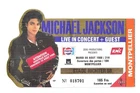 RARE / CONCERT TICKET TICKET - MICHAEL JACKSON: LIVE A MONTPELLIER FRANCE 1988