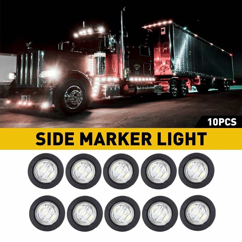 Bright White Pickup Round Side Marker lights 3/4