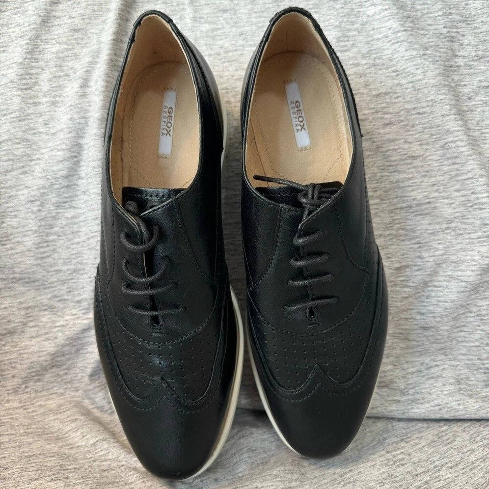 GEOX Respira Black platform Oxford Wingtip Shoes, Women's Size 39 (8.5), NWOT - Image 3 of 4