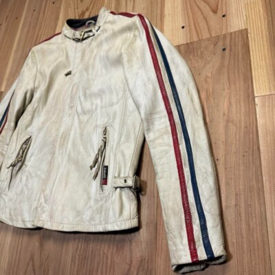 Schott Single Riders Jacket Leather fashion outer white Size-S | eBay