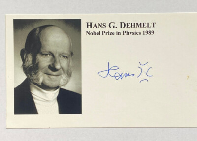 Hans Georg Dehmelt - Nobelpreis Physik 1989 - original Autogramm - 14 x 8 cm