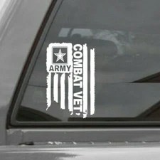 DISTRESSED UNITED STATES ARMY  FLAG COMBAT VET VINYL DECAL STICKER U.S. ARMY