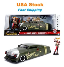DC Comics Bombshells 1951 Mercury w Harley Quinn Figure Jada Diecast 8.5" 1:24