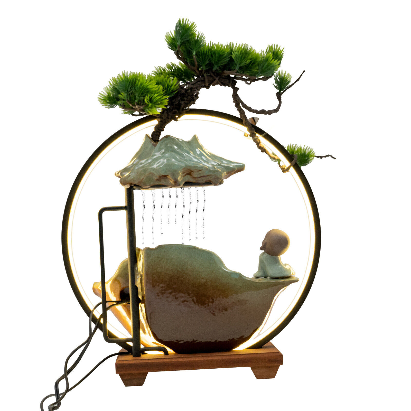 Corded Electric Desktop Fountain with Water Pump Home Decor Indoor Ornament US