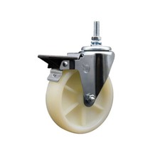 5 Inch Nylon 3/8 Inch Threaded Stem Caster with Brake