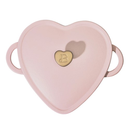 New Beautiful Cast Iron Heart Shaped Dutch Oven-Pink Champagne by Drew Barrymore - Picture 3 of 10