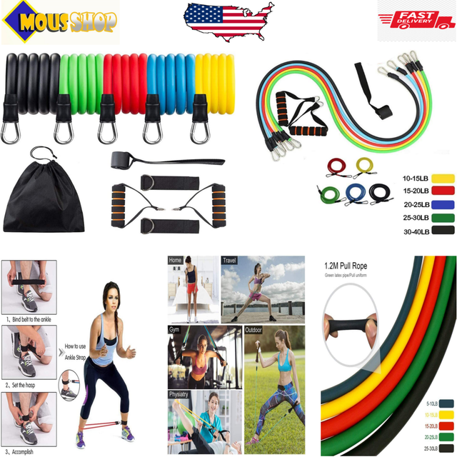Resistance Bands Set Portable Home Gym Accessories with Door Anchor