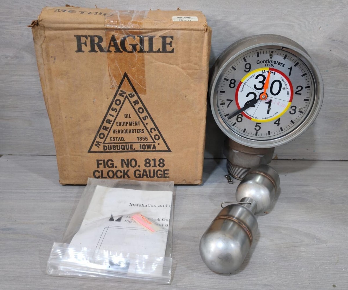 MORRISON BROS. 818/818MET 2 TANK Clock Gauge W/ Metric Face -NEW W
