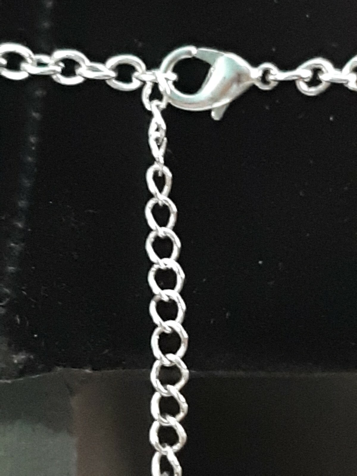 Silver Tone Necklace Rectangular Pendant Turquois… - image 4