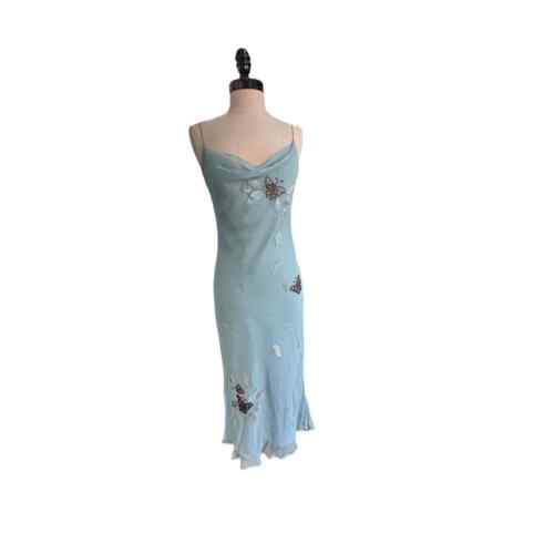 Laundry by Shelli Segal Women's Blue Spaghetti Strap Y2K Dress Size 6 - Afbeelding 1 van 12