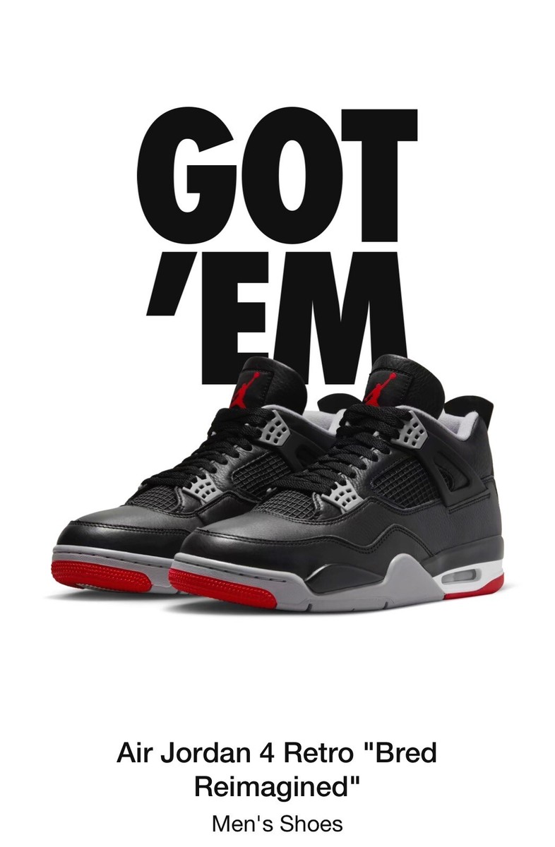 Nike Air Jordan 4 Retro Bred Reimagined Mens 10.5 FV5029-006 | eBay