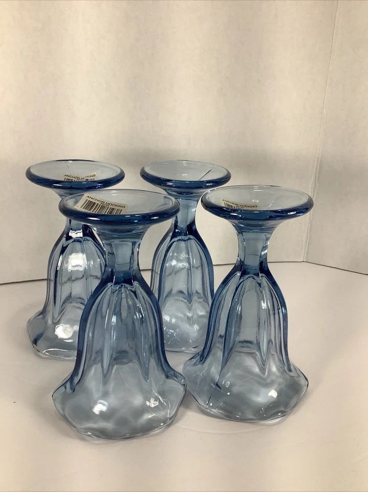 Set of 4~Anchor Hocking®️ Glass 6” Ice Cream Sundae Dishes~Light Blue~NEW - Image 4 of 4