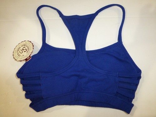 SO Girls XS Sodalte Blue Side Strap Sportsbra Sports Bra Removable Cups New - Picture 2 of 3