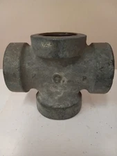 1-1/2" Galv. Short-Turn 90-deg Double TY /CROSS Cast Iron Drainage-MADE IN USA