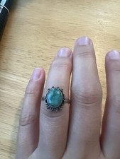 Sterling Silver Ring with Green Stone