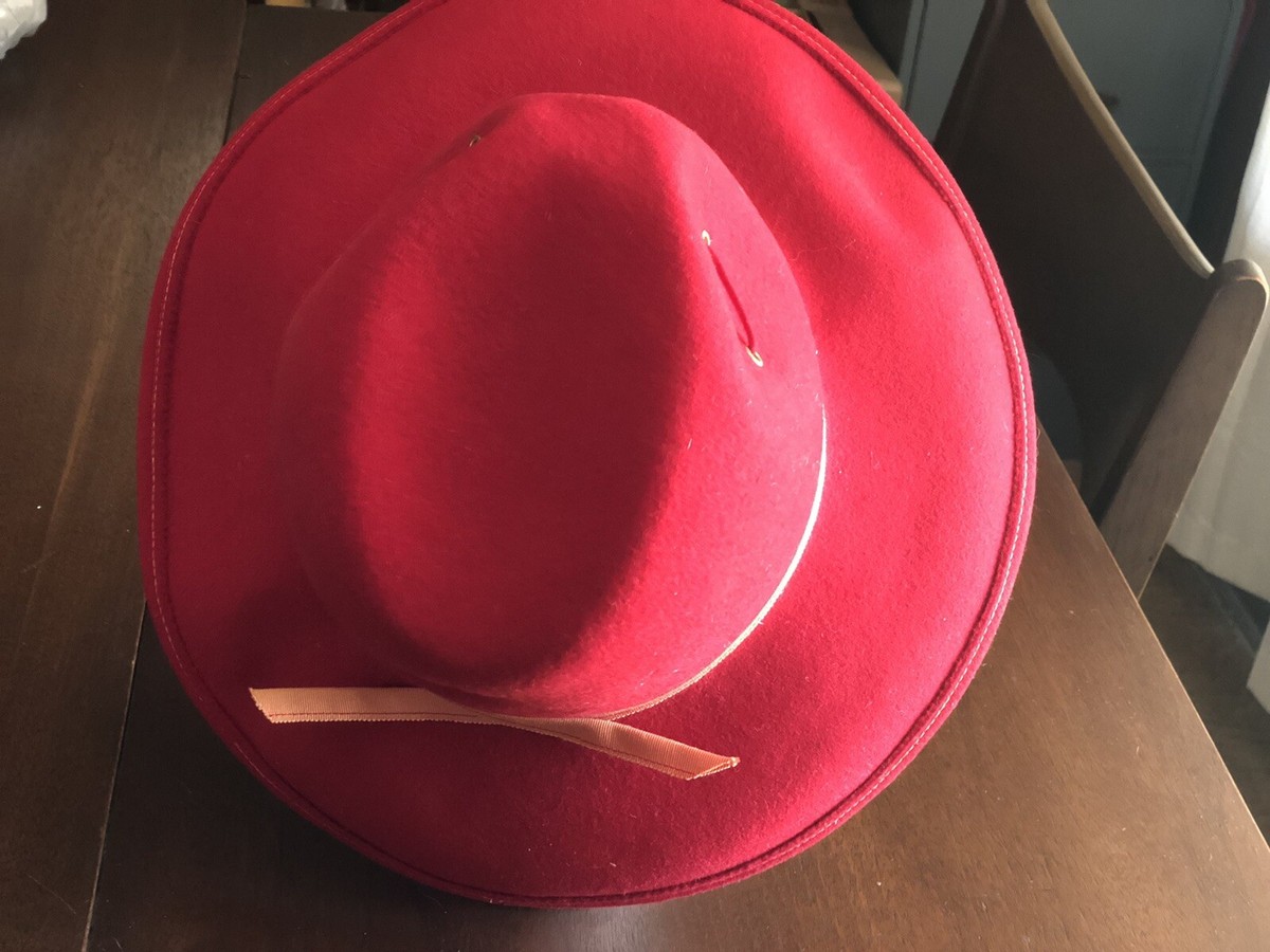 Michelle Vintage Red Felt Women’s Hat Maroon Color Michelle Doeskin Felt 100% Wool Geo W Bollman  main image 2