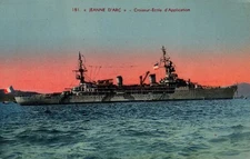 Postcard French Navy Cruiser Jeanne d'Arc Battleship  War Time Art Tinted