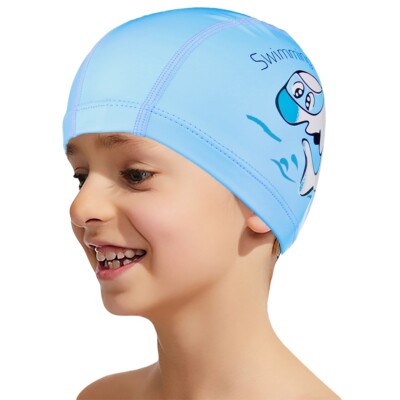 Comfortable Durable Kids Children Swimming Caps with PU Coated