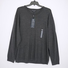 Hart Schaffner Marx Men's Sweater V Neck 2XB Gray Solid Merino Wool NWT 99.50