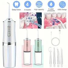 Water Flosser 3 Mode 220ml Portable Tooth Cleaner Rechargeable Travel Dental