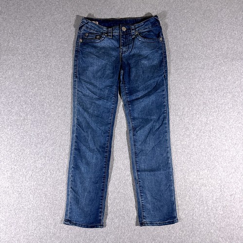 True Religion Geno Girls Jeans Blue Tag Size 10 (27x26) Mid Rise Straigh Stretch